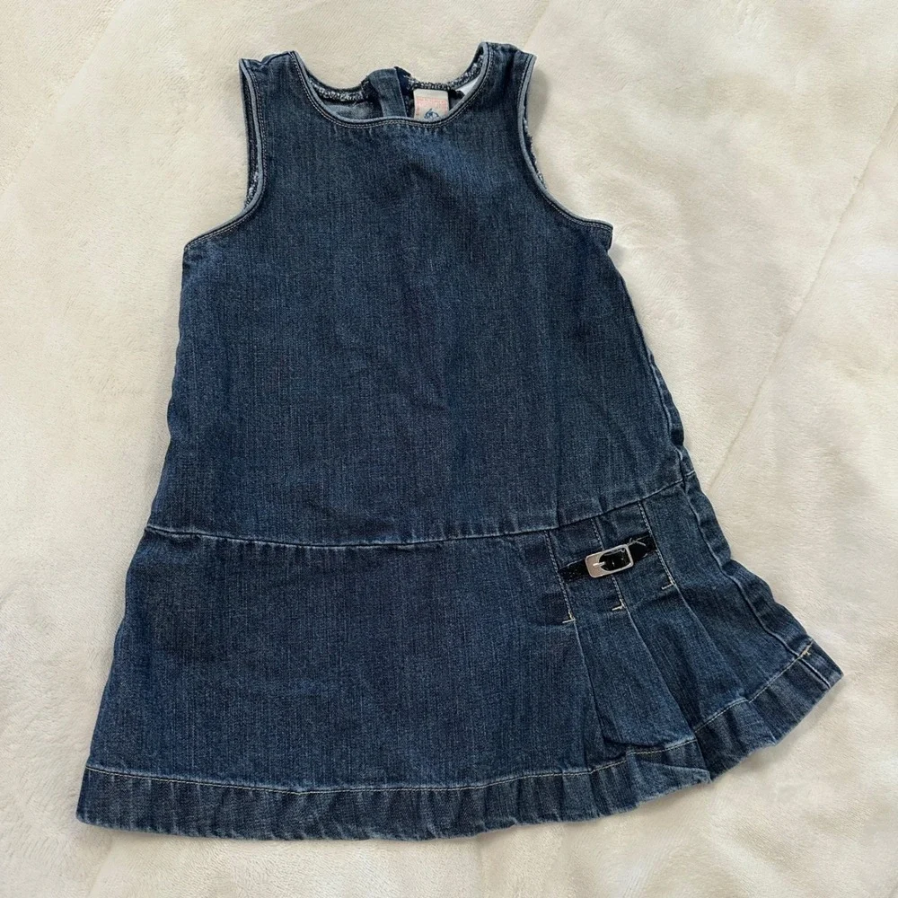 Old Navy Toddler Girl Denim Dress 18-24 Months Pinafore Buckle‎ Pleated
